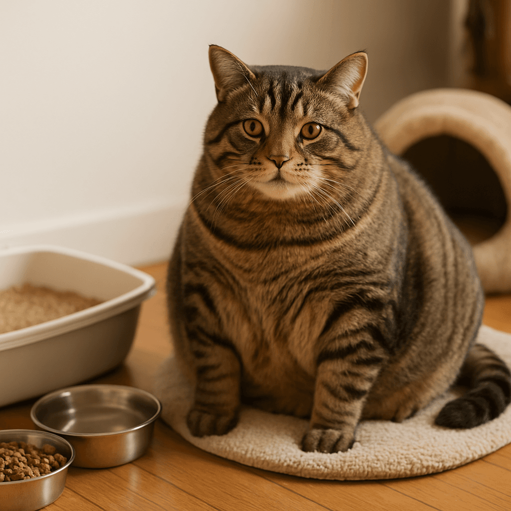 Chat XXL : litière, gamelles et couchage adaptés